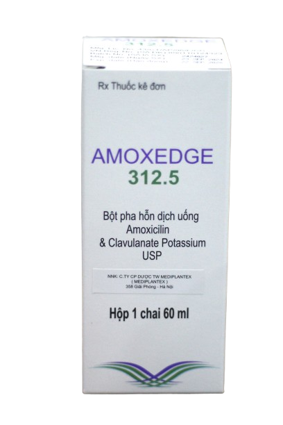 AMOXEDGE 312.5 (Bột pha hỗn dịch uống Amoxicilin 250 mg + Acid Clavulanic 62,5 mg/ 5 ml)